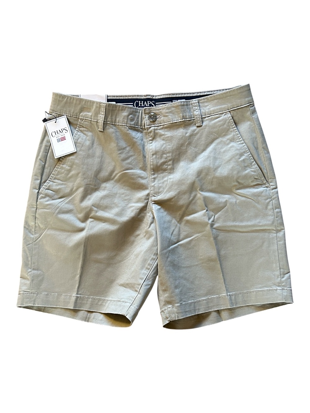 NEW Chaps Men’s Light Khaki Flat-Front Shorts